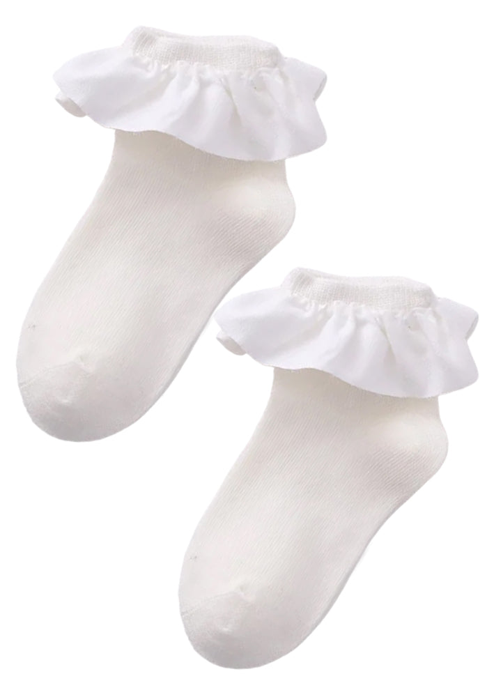 White Ruffle Midi Socks 2 Pack