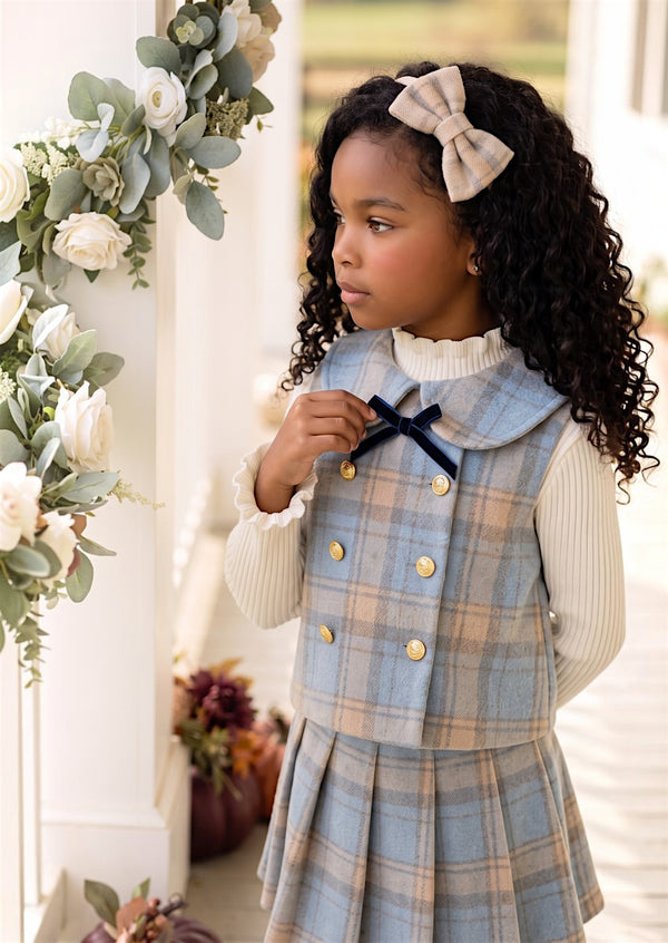 Blue Cottage Plaid Vest & Skirt Set | Girls Fall Clothes & Outfits