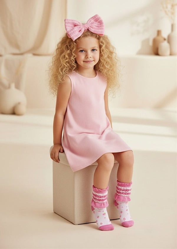 Strawberry Bubble‑Ruffle Socks in Pink/Pink - 