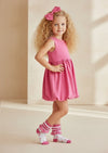 Strawberry Bubble‑Ruffle Socks in Pink/White - 