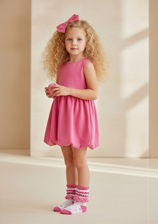 Strawberry Bubble‑Ruffle Socks in Pink/White - 
