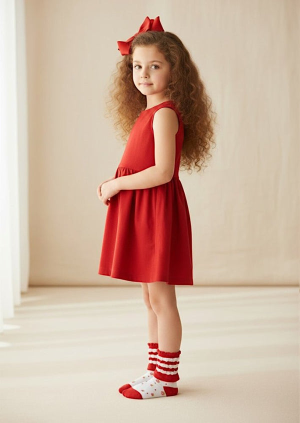 Strawberry Bubble‑Ruffle Socks in Red/White - 