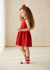 Strawberry Bubble‑Ruffle Socks in Red/White - 