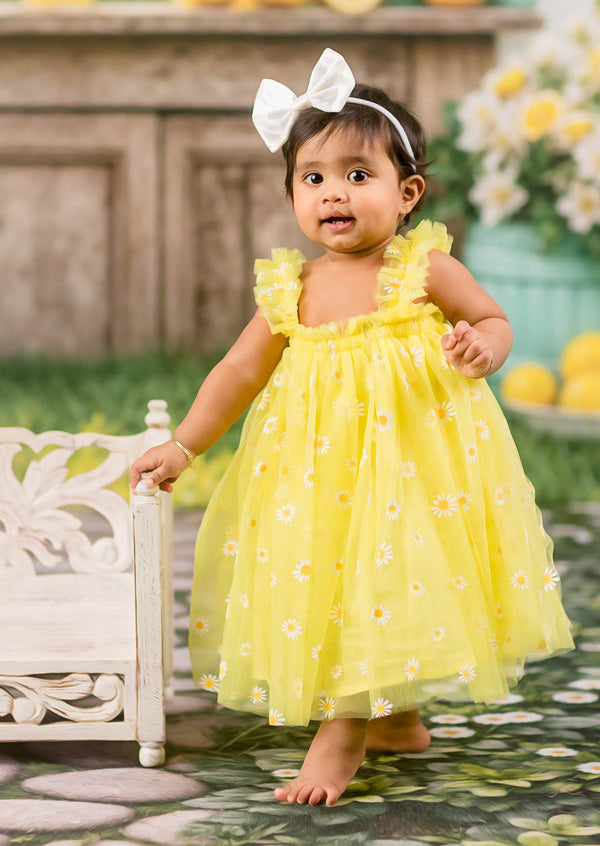 Sunshine Kisses Yellow Baby Girl Birthday Tutu Dress