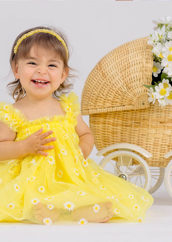 Sunshine Kisses Yellow Baby Girl Birthday Tutu Dress - 
