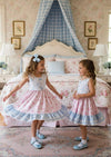 Sweet Peony Twirl Dress Pink and Blue - 