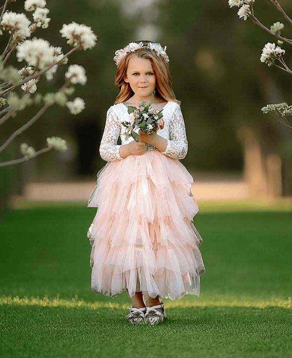 Tabitha Layered Tulle Dress Blush for Weddings - 
