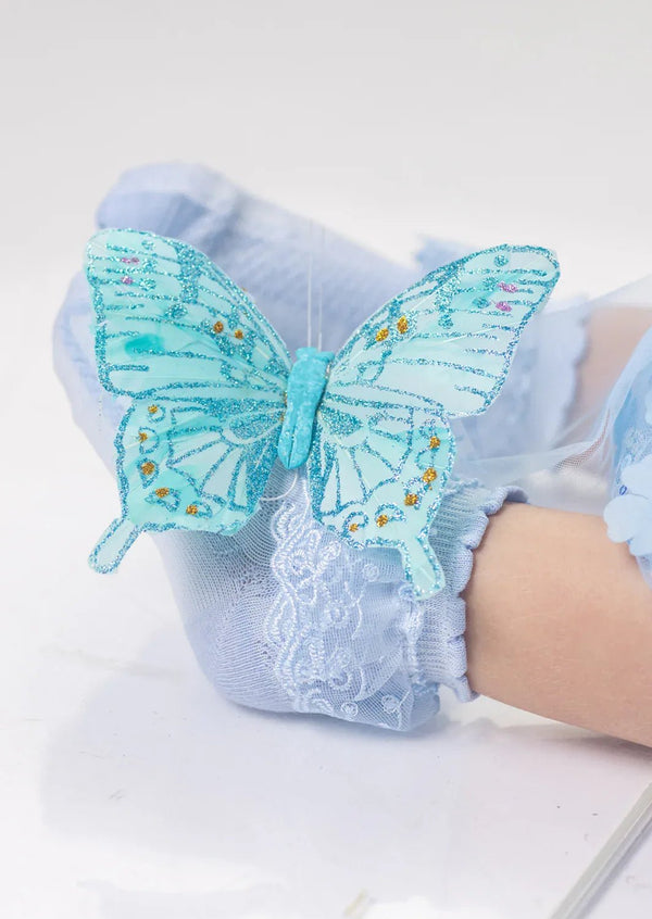The Glass Petal Blue Lace Dress Socks - 