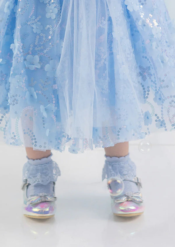 The Glass Petal Blue Lace Dress Socks - 