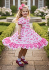 Candy Pink Petal Bows Twirl Dress | Girls Boutique Dress