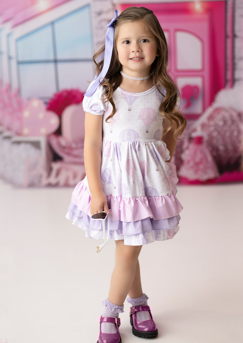 Up and Away Dress in Pink/Lavender