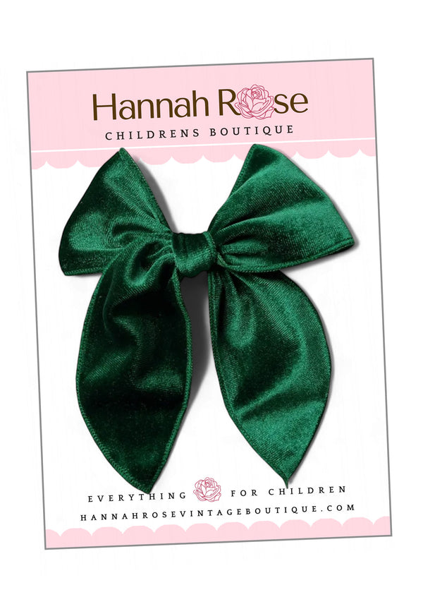 Green Velvet Christmas Hair Bow