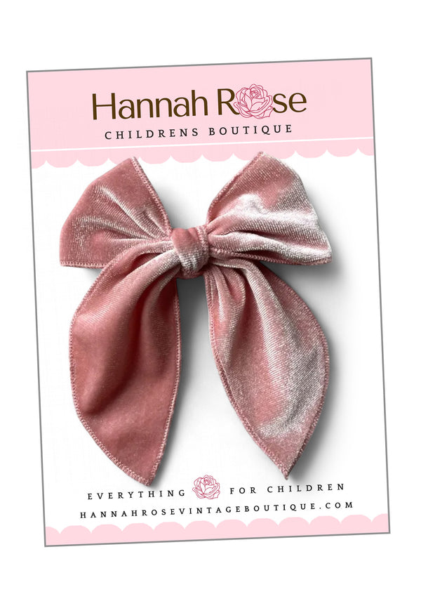 Pink Velvet Hair Bow