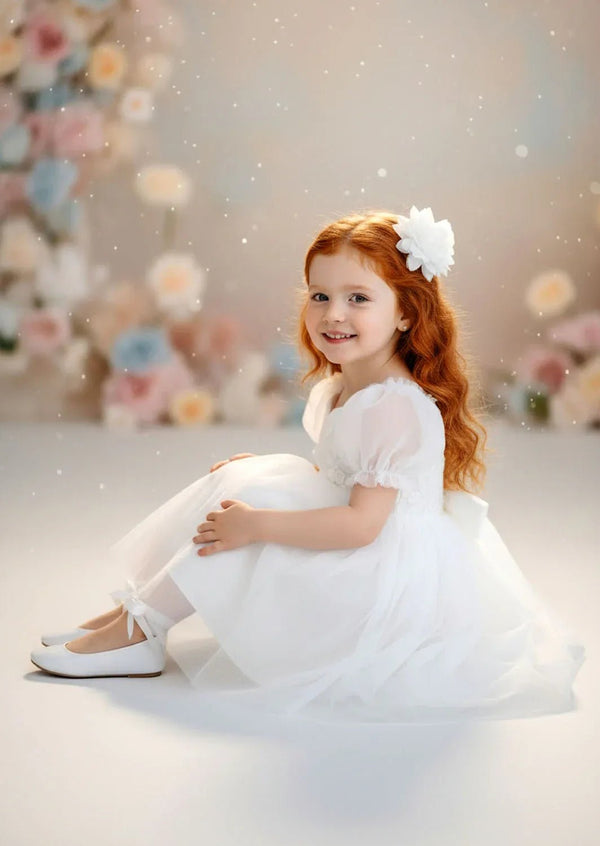 Victoria White Sweetheart Neckline Knee Length Flower Girl Dress - 