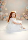 Victoria White Sweetheart Neckline Knee Length Flower Girl Dress - 