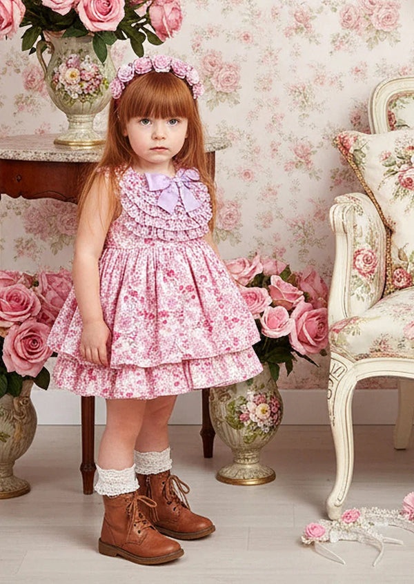 Vintage Florals Ruffled Dress - 