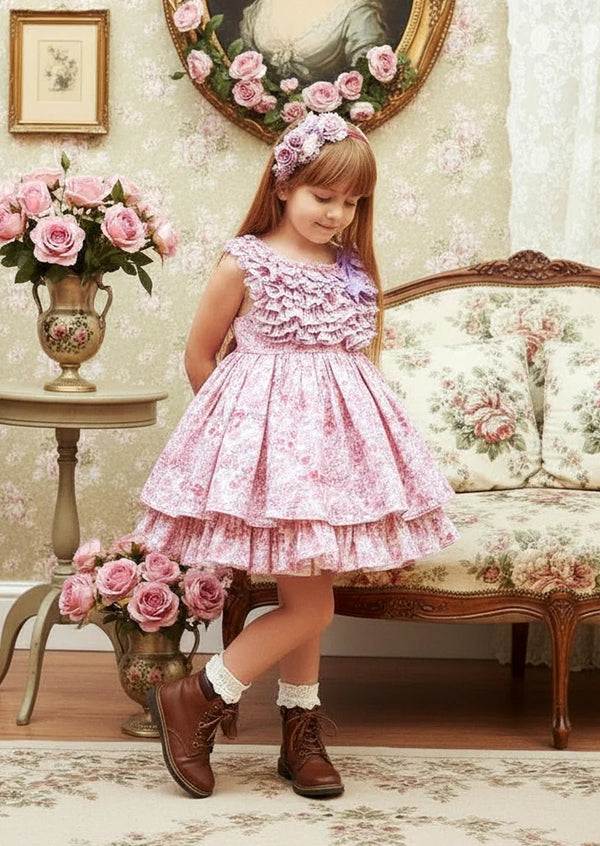 Vintage Florals Ruffled Dress - 