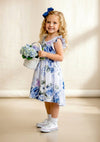 Violet Blue Floral Cotton Dress - 