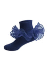 Sheer Ruffle Ankle Socks | Navy