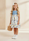 Whimsical Print Cotton Dress in White - 