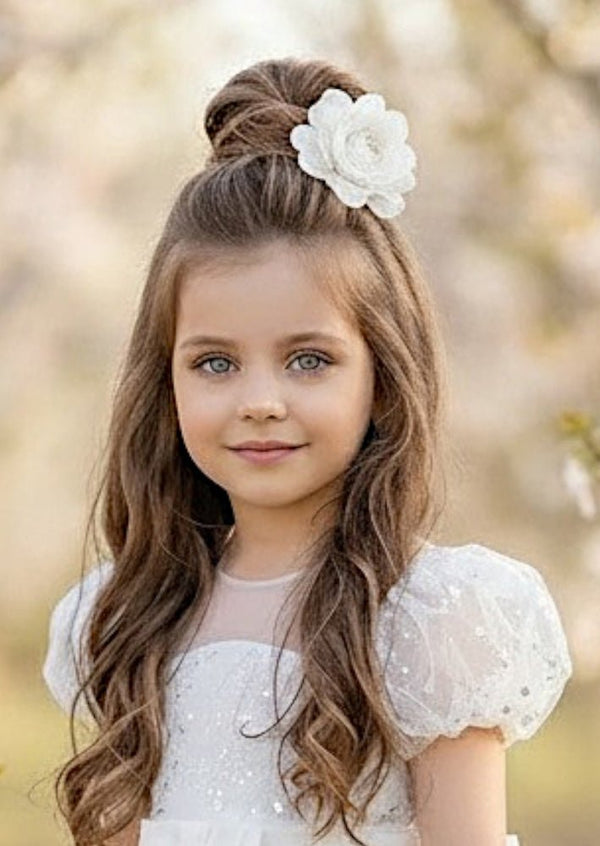 White Flower Hair Clip - 