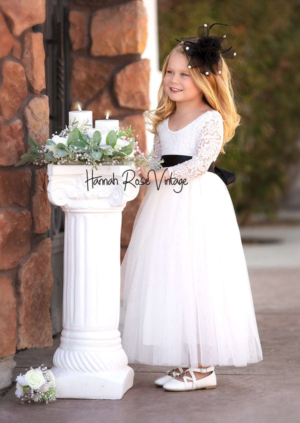Simple white flower girl dress