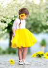 sunflower flower girl dresses, knee length