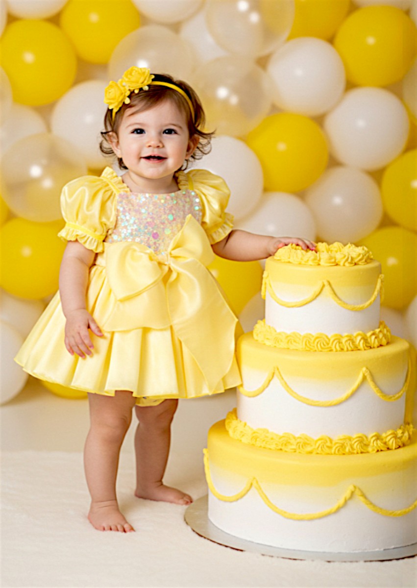 Sugar Plum Romper Yellow Sequin