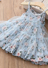 GIRLS - Blue Floral Dress with Overlay - Hannah Rose Vintage Boutique