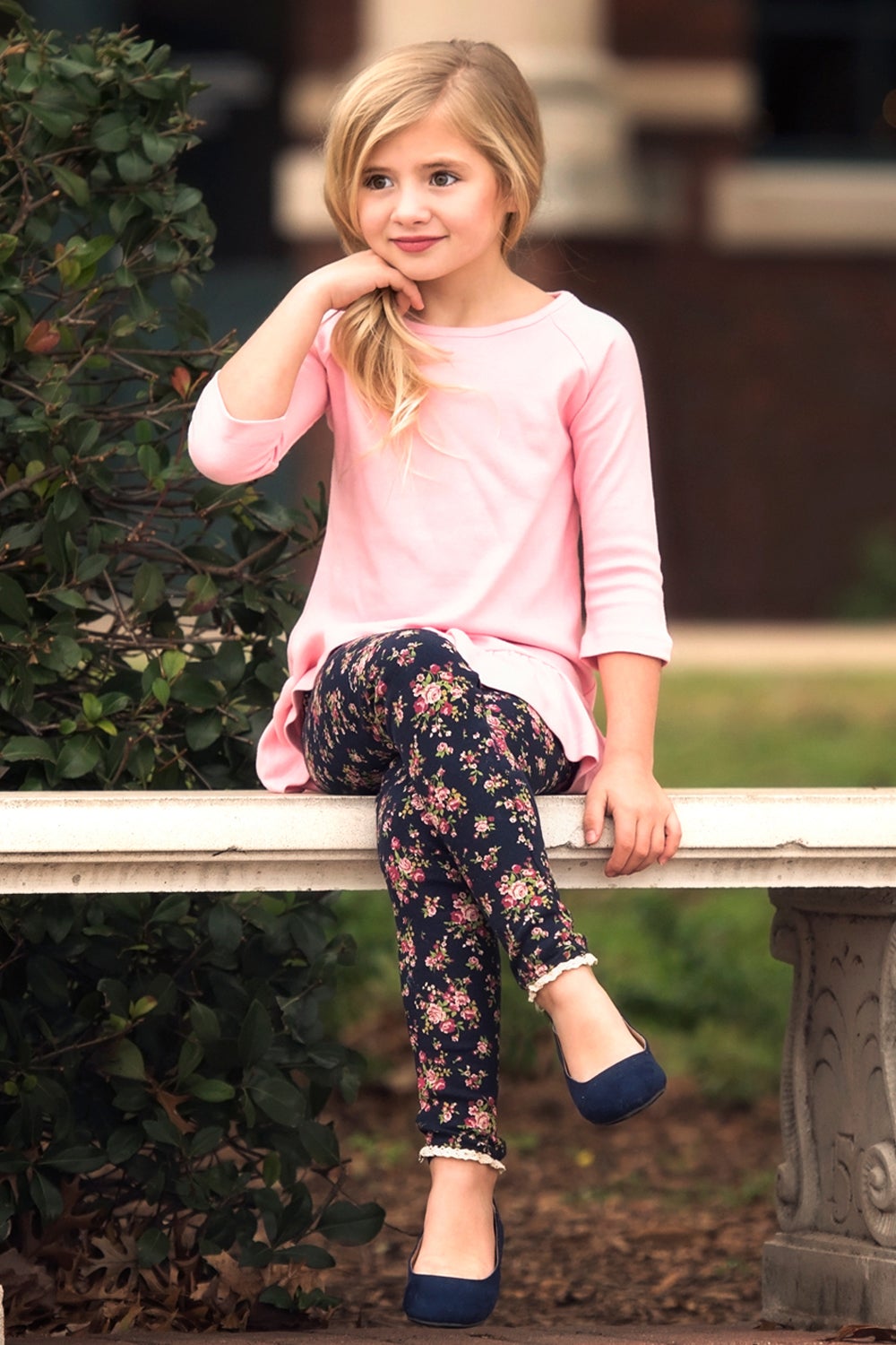 GIRLS - Long Sleeve Pink Ruffle Tee Shirt - Hannah Rose Vintage Boutique