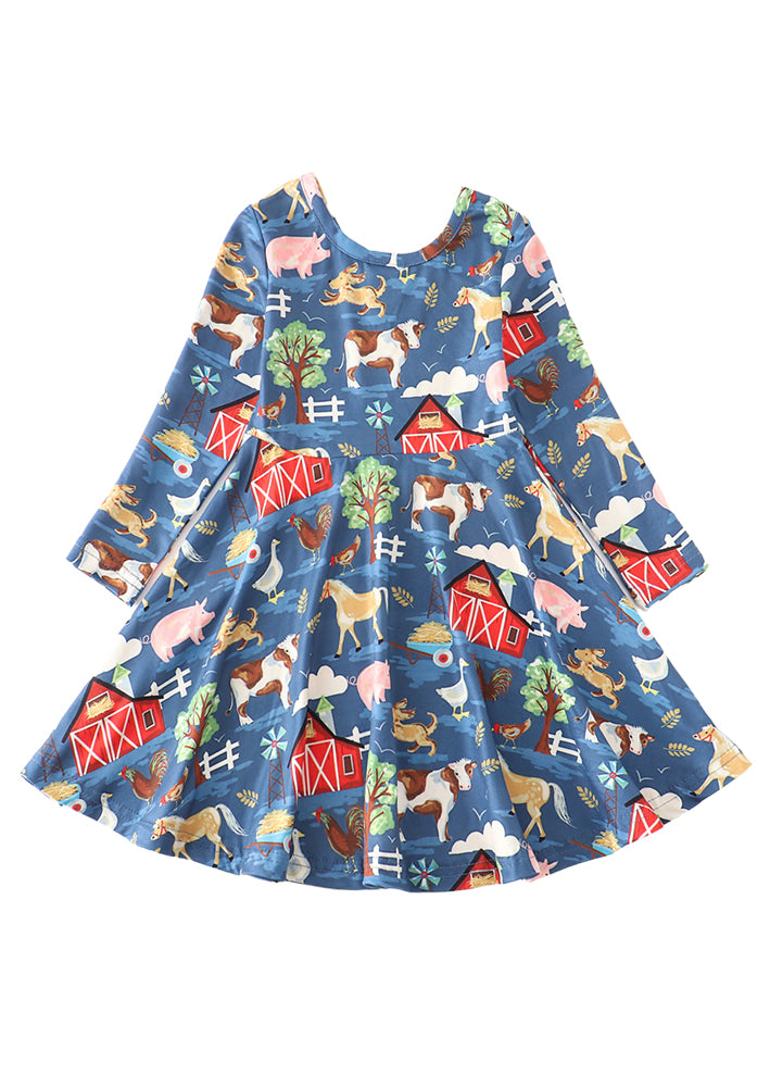 farm print twirl dress