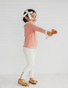 GIRLS - Ruffle Neck Girls Top in Khaki - Hannah Rose Vintage Boutique