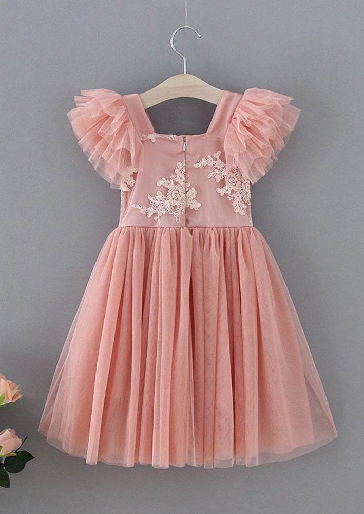 Knee Length Dusty Rose Flower Girl Dress