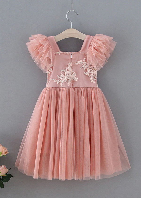Dusty Pink Knee Length Flower Girl Dress