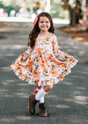 girls fall floral twirl dress