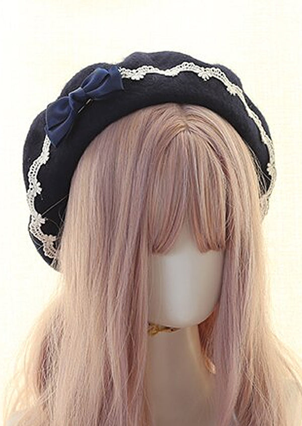 GIRLS - Scalloped Lace Paris Style French Beret - Hannah Rose Vintage Boutique