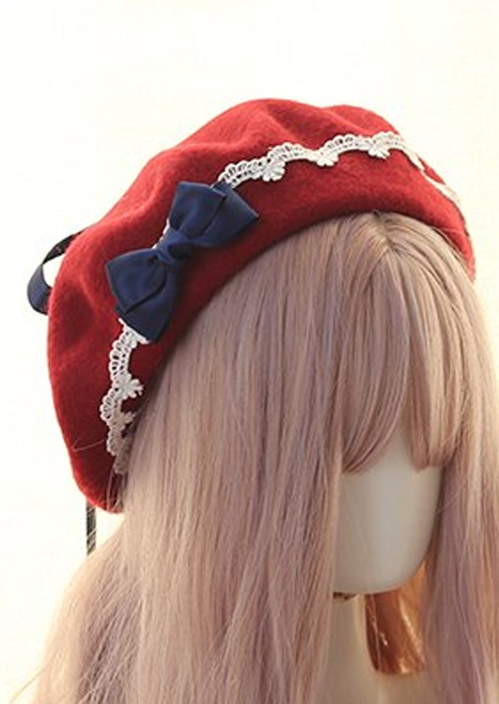 GIRLS - Scalloped Lace Paris Style French Beret - Hannah Rose Vintage Boutique