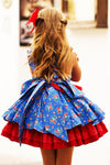 GIRLS - Red and Blue Floral Dress Vintage - Hannah Rose Vintage Boutique