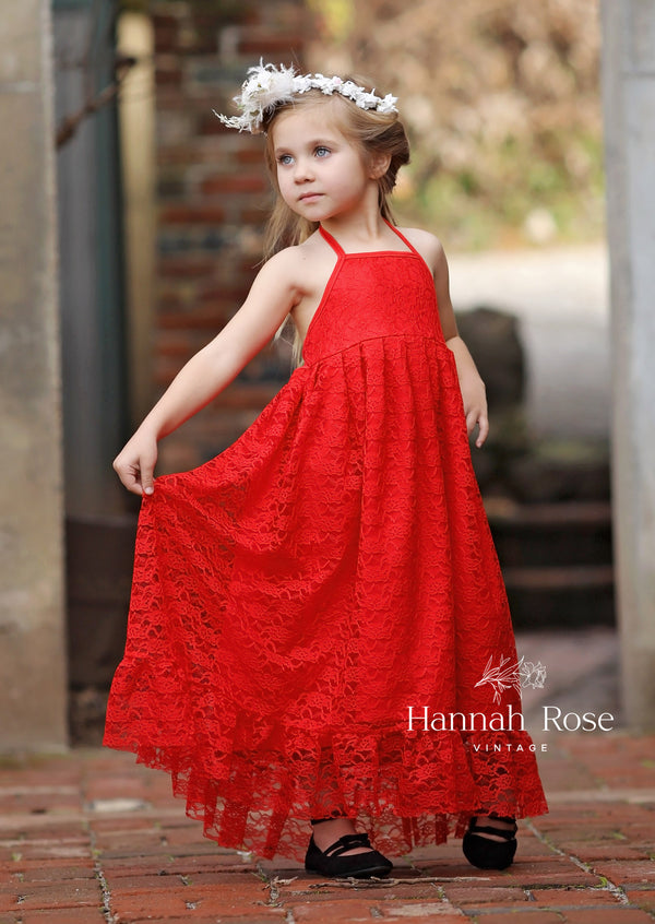red flower girl dress, red tulle flower girl dress, red lace flower girl dress, red flower girl dress toddler