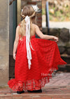 red lace flower girl dress