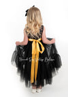 Lovely Black Ruffle Hem Flower Girl Dress