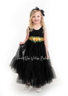 Lovely Black Ruffle Hem Flower Girl Dress