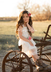 Ivory Lace Boho Girl Dress, Rustic Lace Flower girl dress, sleeveless country lace flower girl dresses