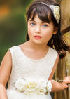 Sleeveless Ruffle Hem Solid Ivory Flower Girl Dress