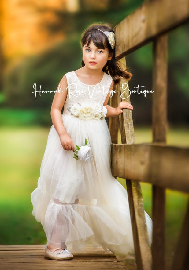 elegant ivory flower girl dress