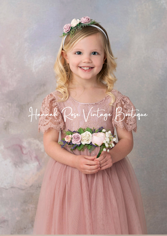 Dusty Pink Flower Girl Dress Boho