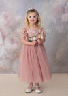 Adorably Sweet Dusty Pink Tulle Flower Girl Dress