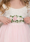 Soft Pink Flower Girl Dress Knee Length with Sleeves