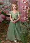 sage flower girl dress with sleeves