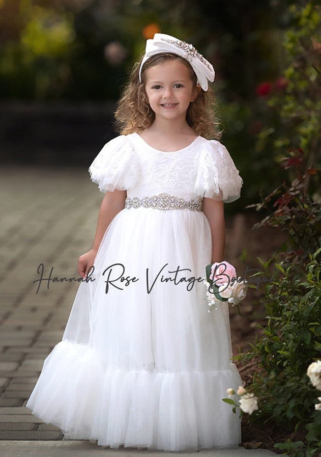 simple white flower girl dress